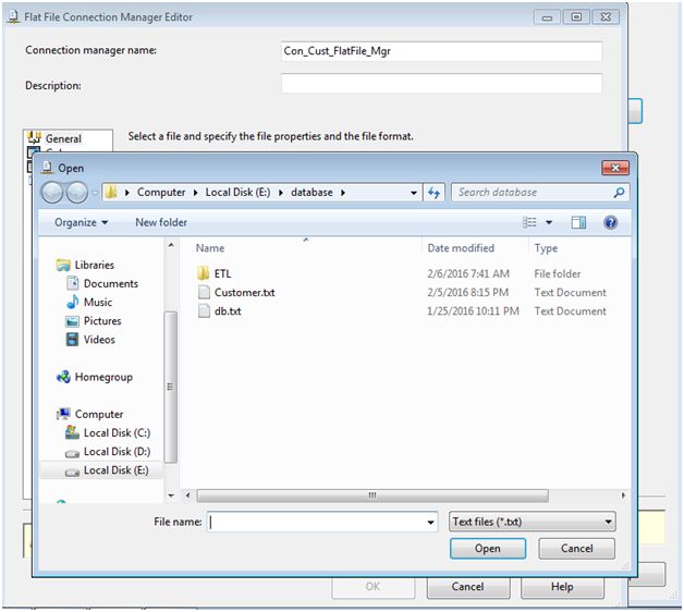 Browse to the flat file